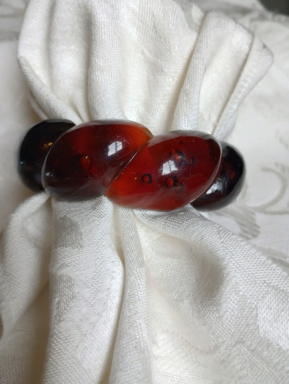 Vintage Tortoiseshell Lucite Rope 1in Wide Bangle 2.5 Wide Lgt Wear Original Tag